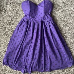 Y2K Purple Polka Dot “bubble”Strapless Mini by rare London Sz XS (2)